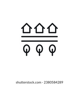 Suburb, downtown, neighborhood linear icon. Thin line customizable illustration. Contour symbol. Vector isolated outline drawing. Editable stroke