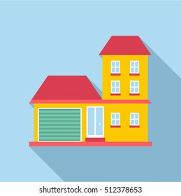 Suburb house icon. Flat illustration of house vector icon for web design