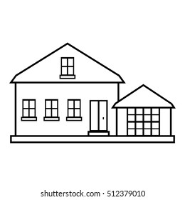 Suburban american house icon. Outline illustration of house vector icon for web design