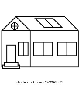 Suburban double decker house thin line icon. Gable roof house exterior vector illustration isolated on white. Cottage outline style design, designed for web and app. Eps 10