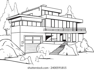Suburban Dream Home black and white