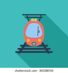 Suburban Electric Train Icon. Flat Vector Related Icon With Long Shadow For Web And Mobile Applications. It Can Be Used As - Logo, Pictogram, Icon, Infographic Element. Vector Illustration.