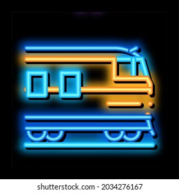 suburban electric train neon light sign vector. Glowing bright icon suburban electric train sign. transparent symbol illustration