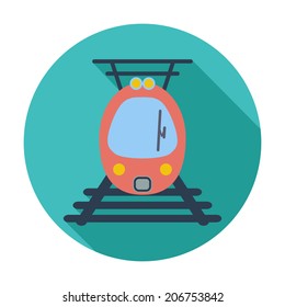 Suburban electric train. Single flat color icon. Vector illustration.