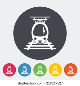 Suburban electric train. Single flat icon on the circle. Vector illustration.