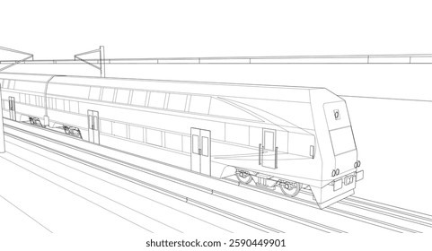 suburban electric train sketch 3d