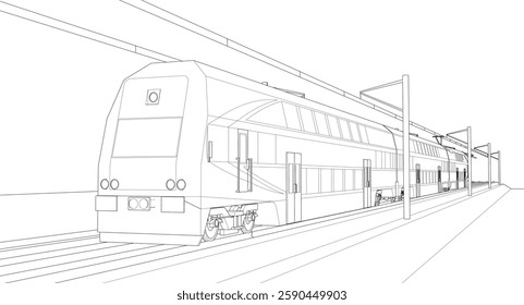suburban electric train sketch 3d
