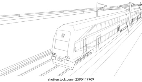 suburban electric train sketch 3d