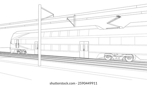 suburban electric train sketch 3d