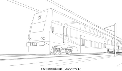 suburban electric train sketch 3d