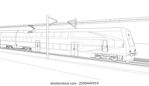 suburban electric train sketch 3d