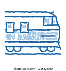 suburban electric train sketch icon vector. Hand drawn blue doodle line art suburban electric train sign. isolated symbol illustration