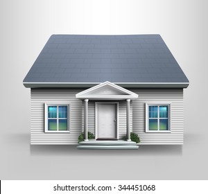 Suburban family house with garage. Quality vector