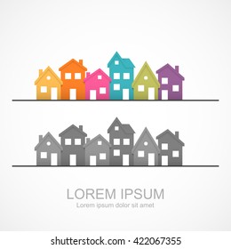 Suburban homes icon. Easy to change colors.