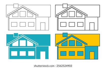 Suburban house collection. For web design and application interface. Real estate business illustration