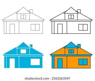 Suburban house collection. For web design and application interface. Real estate business illustration