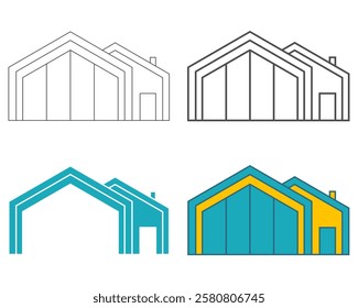 Suburban house collection. For web design and application interface. Real estate business illustration