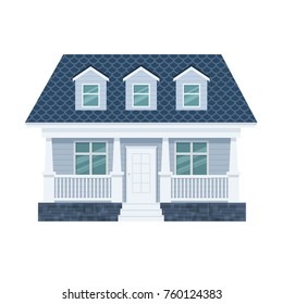 Suburban house, family vacation house, mansion. Facade apartment house. Expensive mansion for family and corporate recreation, business meetings, prestigious luxury real estate. Vector illustration.