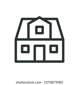 Suburban house isolated icon, cottage vector icon with editable stroke