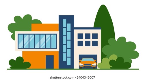 Casa suburbana. Casa privada de diseño plano