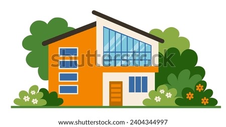 Suburban house. Private house in flat design style