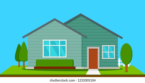 Suburban house with trees