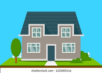 Suburban house with trees