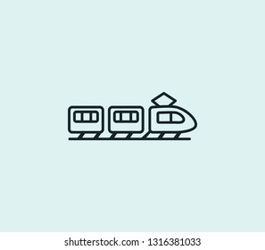 Suburban train icon line isolated on clean background. Suburban train icon concept drawing icon line in modern style. Vector illustration for your web mobile logo app UI design.