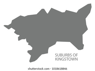 Suburbs of Kingstown map of Saint Vincent and the Grenadines grey illustration