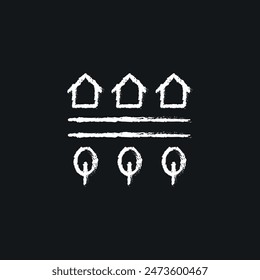 Suburbs. Neighborhood chalk icon. Line customizable illustration. Contour symbol. Vector isolated outline drawing.