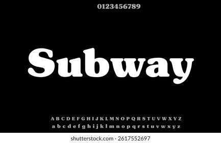 Subway Black vector font alphabet with numbers