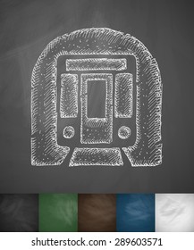 subway car icon. Hand drawn vector illustration. Chalkboard Design