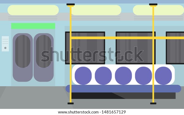 Subway car interior, vector. Empty subway car,\
vector image.