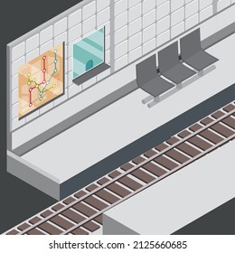 mostrador de metro y silla con mapa