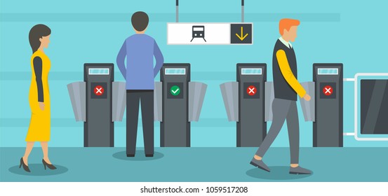 Subway entrance banner horizontal. Flat illustration of subway entrance vector banner horizontal for web