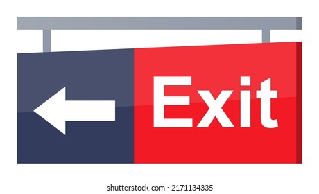 Subway exit - modern flat design style single isolated object. Neat detailed image of signboard pointer with an arrow in the direction of the right movement. Destination and city travel idea