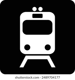 Subway flat black vector icon.