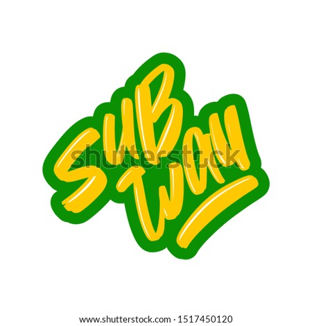 Subway hand drawn modern brush lettering text. Vector illustration logo for print and advertising