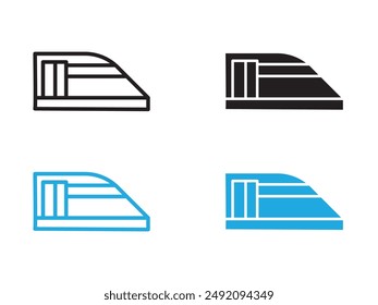 Subway high speed train icon black and white vector outline sign