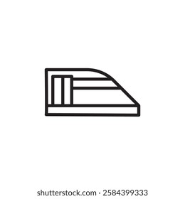 Subway high speed train icon black and white vector outline sign