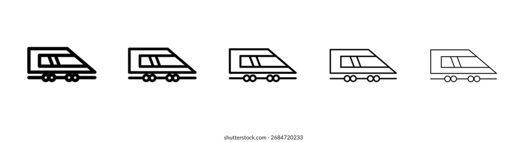 Icono de tren de alta velocidad del metro ilustración plana set logo