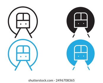 Icono de metro Letrero de contorno de Vector blanco y negro