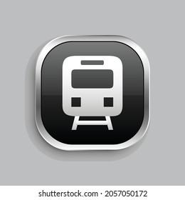 subway icon design. Glossy Button style rounded rectangle isolated on gray background.. Vector illustration