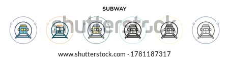 Subway icon in filled, thin line, outline and stroke style. Vector illustration of two colored and black subway vector icons designs can be used for mobile, ui, web