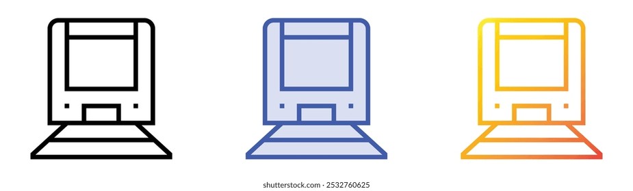 subway icon. Linear, Blue Fill and Gradient Style Design Isolated On White Background
