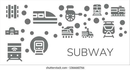 subway icon set. 11 filled subway icons.  Collection Of - Railway, Train, Train station, Rickshaw, Subway