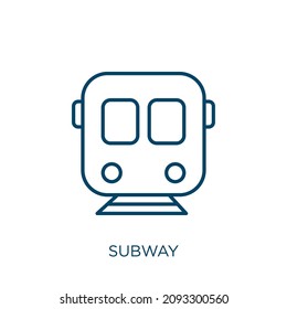 subway icon. Thin linear subway outline icon isolated on white background. Line vector subway sign, symbol for web and mobile
