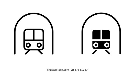 Subway icons collection in Filled flat and thin line style.