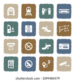 Subway Icons. Grunge Color Flat Design. Vector Illustration. 