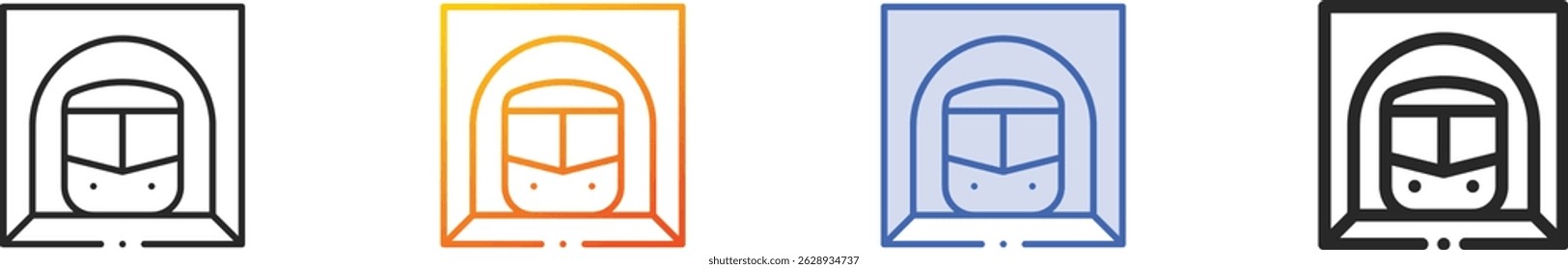 ícone de metrô.Linear fino, gradiente, traço azul e negrito Design isolado no plano de fundo branco